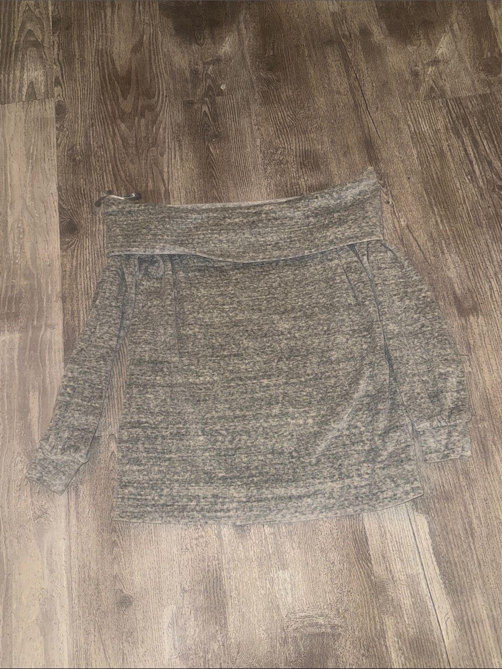 LOFT Off-Shoulder Mini Skirt in Heather Gray Marled Knit